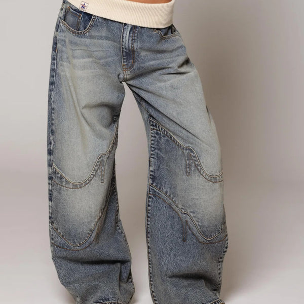 Loose-fitting Straight-leg Jeans With Pockets Fashion Casual Trousers Street-style Pants Women's Clothing