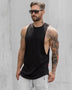Men Long Tank Muscle Workout T-Shirt  Bodybuilding Gym Athletic Training Sports Tops