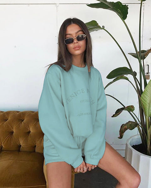 Letter Embroidered Fleece Thick Loose Loose All-Match Casual Sweater