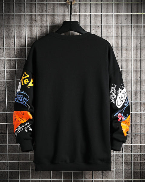 SingleRoad Mens Crewneck Sweatshirt Men Harajuku Oversized Japanese Streetwear Hip Hop Black Hoodie Men Sweatshirts Hoodies