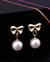 Hypoallergenic Heart-shaped Zircon Earrings Women's Bow Pearl Earrings