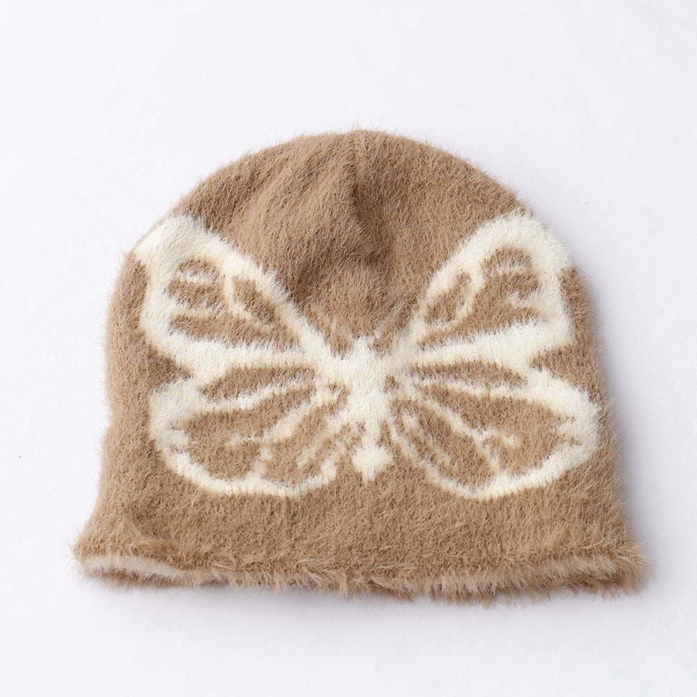 Printed Butterfly Jacquard Woolen Cap