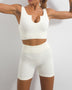 Workout Sets For Women 2 Piece Seamless Ribbed Crop Tank High Waist Shorts Yoga Outfits