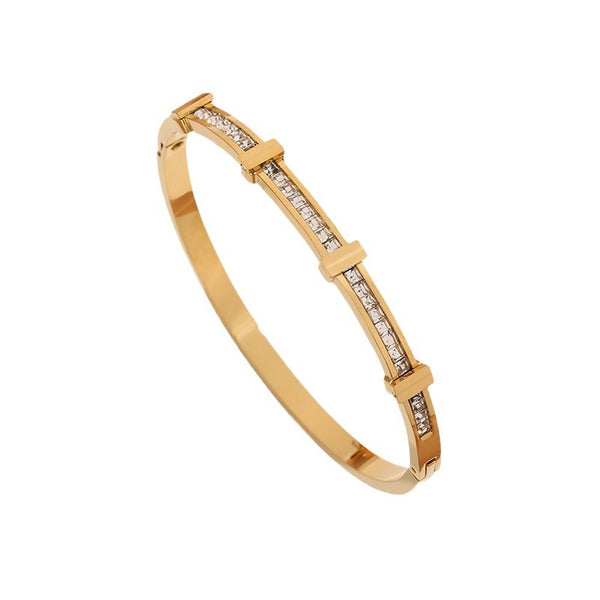Rhinestone Bracelet Simple Zircon Double Layer Geometric Open Bracelet Jewelry