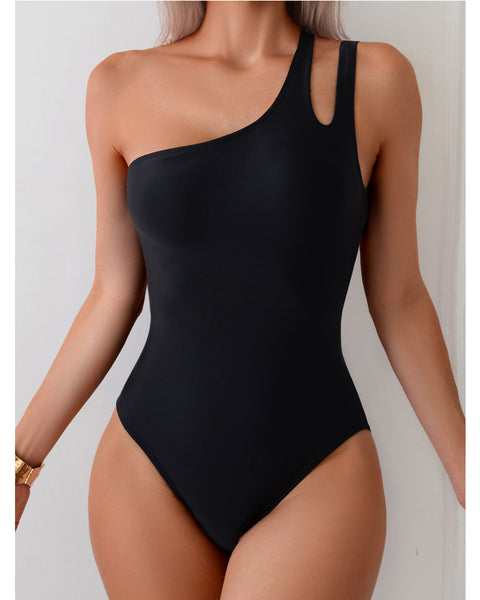 Women's Swim Beach One Shoulder Hollow Out One-Piece Swimsuit Beachwear Bathing Suit