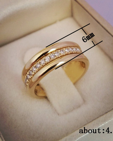 Simple Golden Sliver Rhinestones Ring Copper Plated RIngs Fashion Jewellery