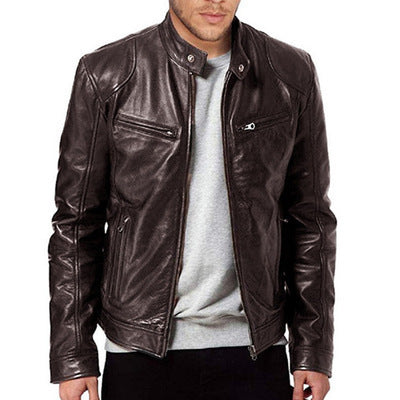 Uppu Slim Fit Faux Leather Jacket