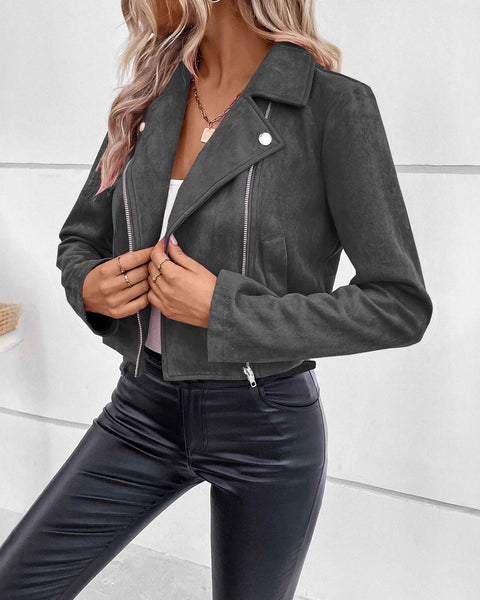 Winter Slim-fit Short Lapels Zip Jacket