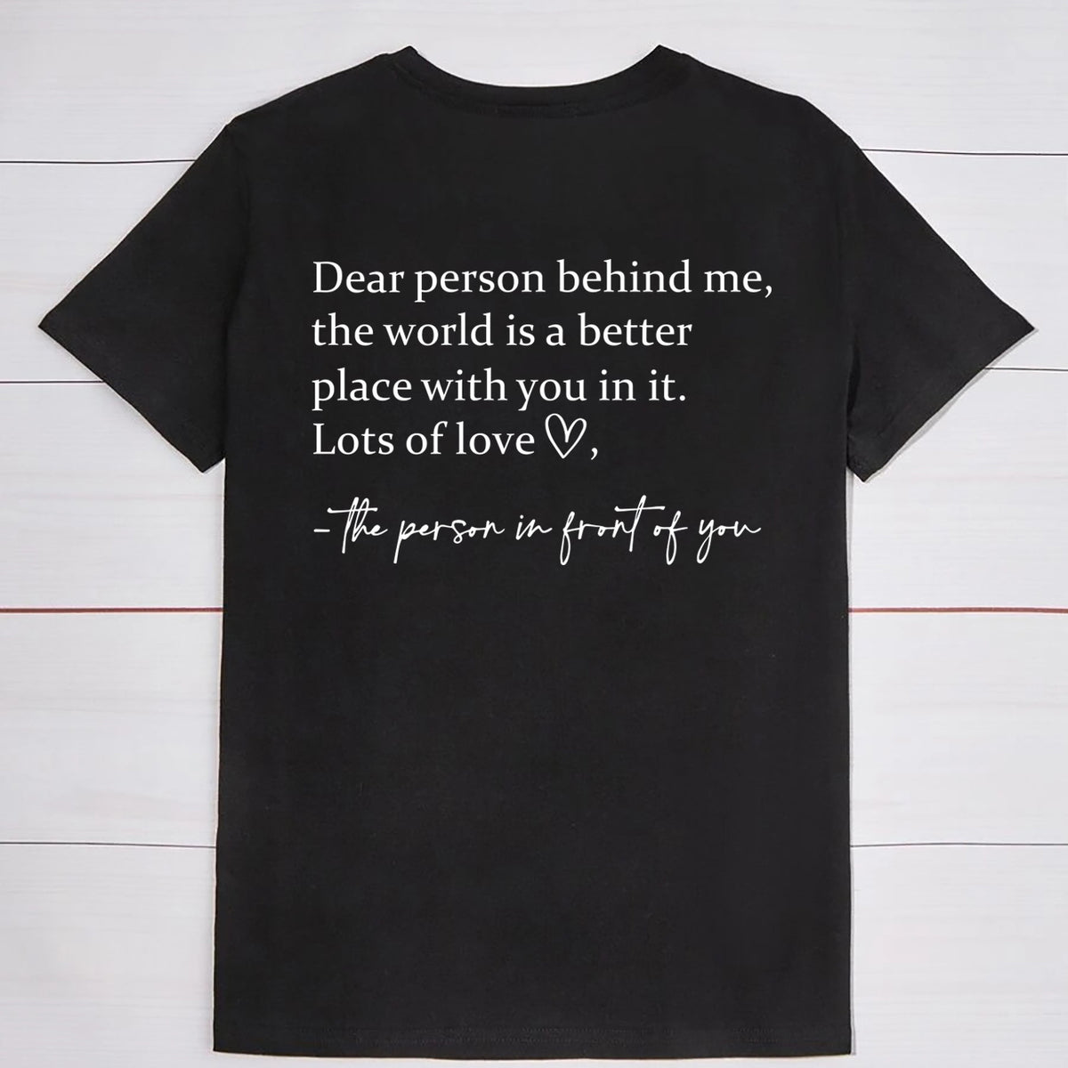 Round Neck Slogan Printed Short Sleeved T-shirt