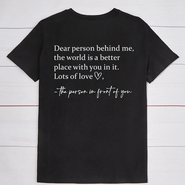 Round Neck Slogan Printed Short Sleeved T-shirt