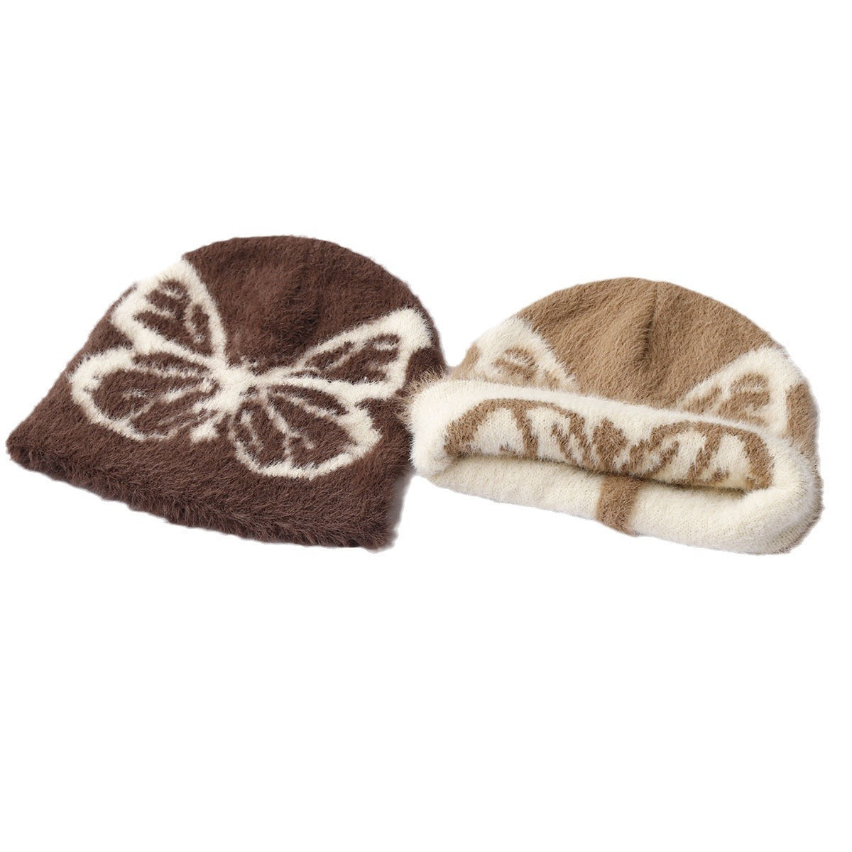 Printed Butterfly Jacquard Woolen Cap