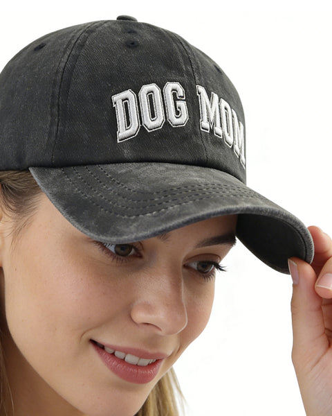 Dog Lover Baseball Cap Dog Mom Hats For Women, Adjustable Embroidered Wash Cotton Baseball Cap
