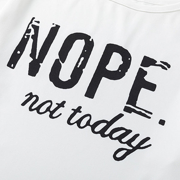 Women's Off-Shoulder Long Sleeve Top & Pants Set - 'NOPE Not Today' Print Casual Lounge Outfit For Spring&Fall