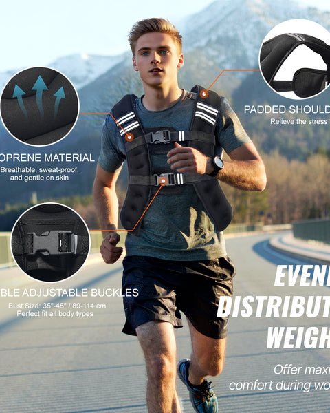Weighted Vest, 12 Lbs Weight Vest With Reflective Stripe, Adjustable Buckle Body Weight Vest For Men Women, Workout Equipment For Strength Training, Running, Jogging, Fitness, And Weight Loss