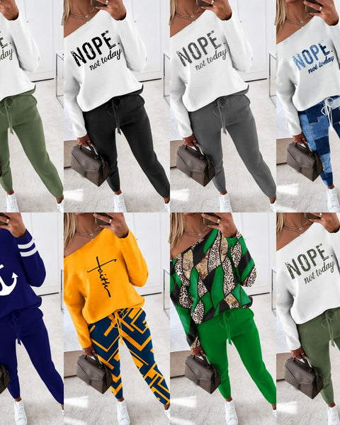 Women's Casual Printed Two-piece Suit Clothing