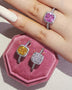 Fashion Jewelry Luxury Multicolor Charm Cubic Zirconia Wedding Rings For Women T Shape Stone Party Jewelry Gifts