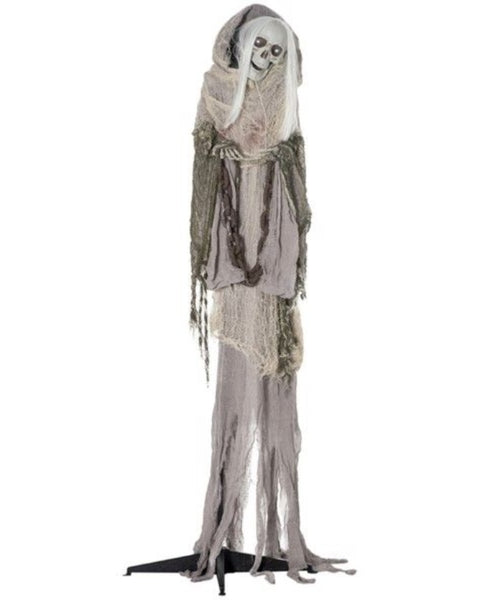 Creepy touch and sound activated skeleton. Halloween yard decor