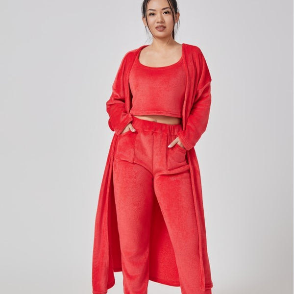Cozy Pajama Set, 3 Piece Lounge Set, Cute Loungewear, Warm Suit Sets, Matching Set, Lounge Set, 3 Piece Pant Sets, Women Winter Dress
