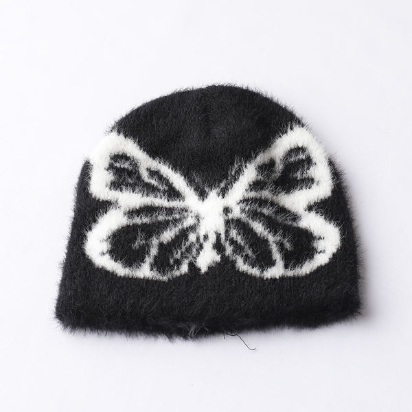 Printed Butterfly Jacquard Woolen Cap