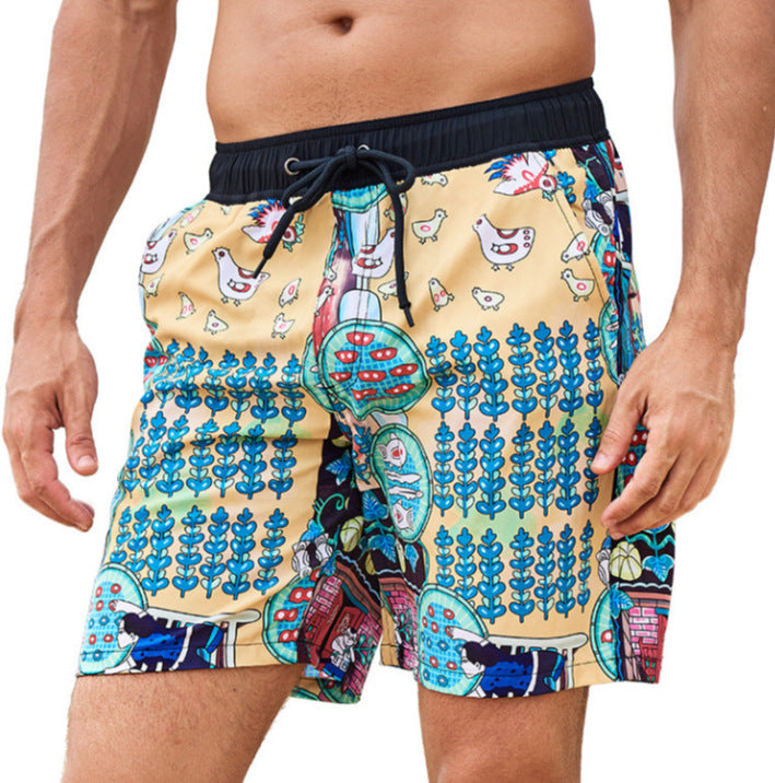 3D Digital-printed Mens Double-layer Beach Shorts