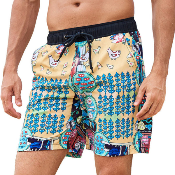 3D Digital-printed Mens Double-layer Beach Shorts