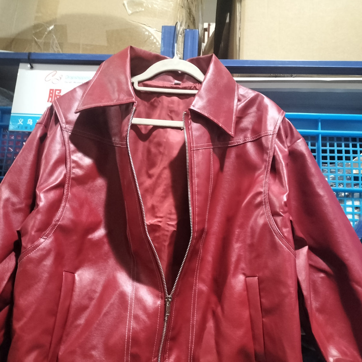 Loose Fashion Lapel Zip-up Jacket Cool Long Sleeve Zipper Closure Moto Biker Leather Jacket Womens Clothing