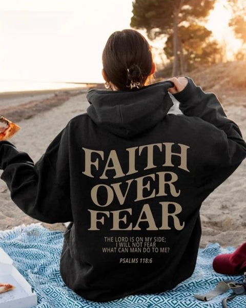 Faith Over Fear Christian Hoodie Christian Sweatshirt Jesus Hoodie Trendy Hoodie Bible Verse Shirt Unisex Aesthetic Clothes