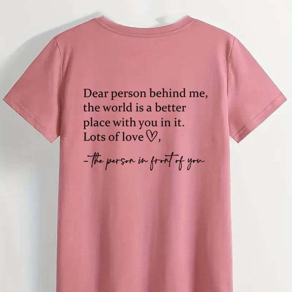 Round Neck Slogan Printed Short Sleeved T-shirt