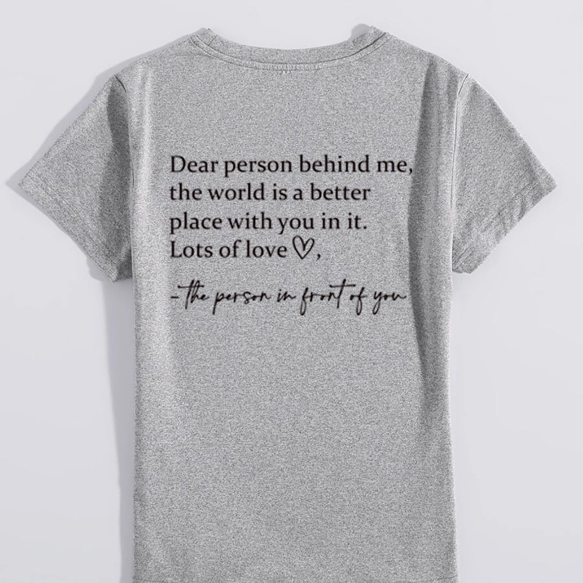 Round Neck Slogan Printed Short Sleeved T-shirt