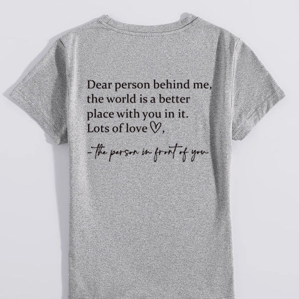 Round Neck Slogan Printed Short Sleeved T-shirt