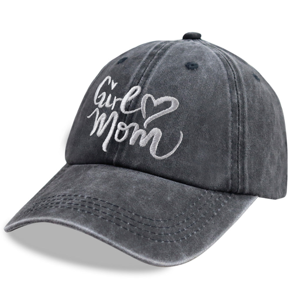 Girl Mom Hats For Women, Adjustable Embroidered Wash Cotton Baseball Cap