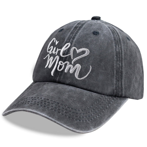 Girl Mom Hats For Women, Adjustable Embroidered Wash Cotton Baseball Cap