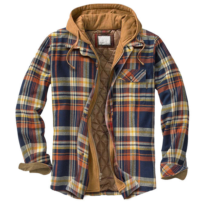 Leisure Hooded Jacket Off Two Lattice Coat