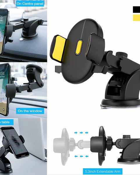 Car Phone Holder Long Rod Telescopic Car Dashboard Suction Cup Type