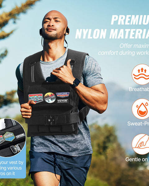 Adjustable Weighted Vest, 35lb Weight Vest With Iron Weights, Shoulder Pad, And Reflective Stripe, Body Weight Vest Exercise Set For Men Women, Workout Equipment For Strength Training Running