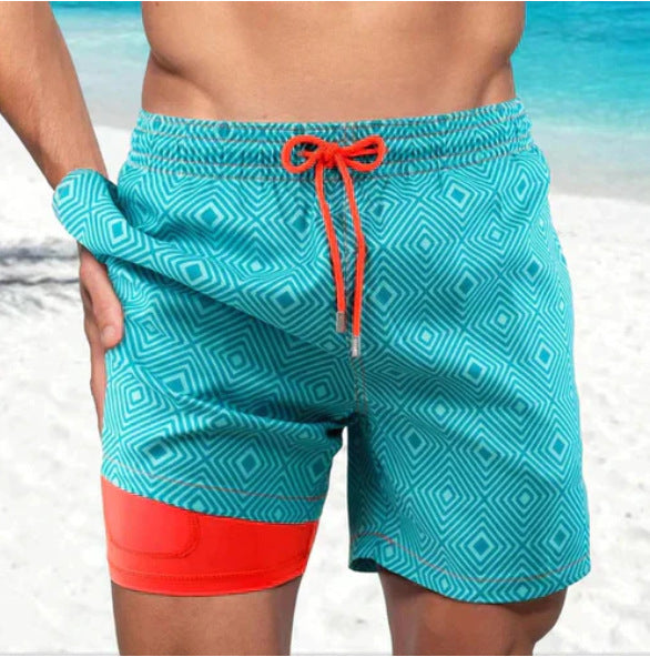 3D Digital-printed Mens Double-layer Beach Shorts