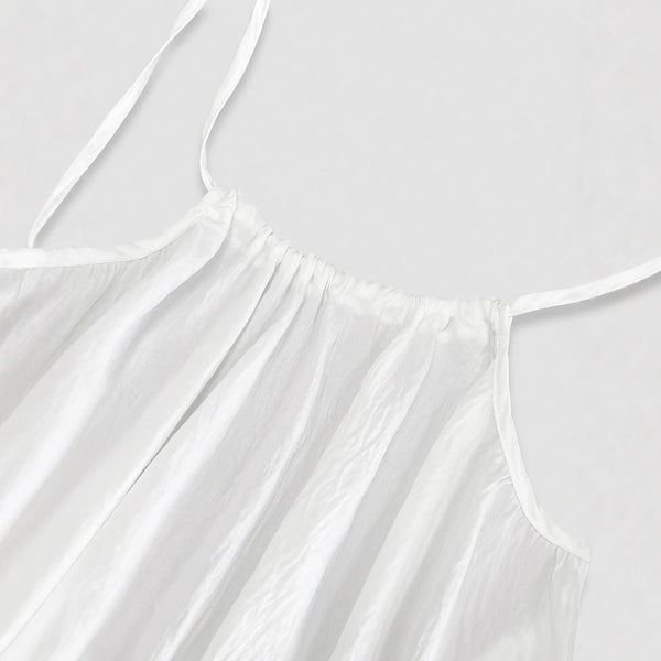 Loose Spaghetti Dress Ins Fashion U-cut Backless Tie-up Long Dresses Beach Vacation Bohemian Women's Clothing