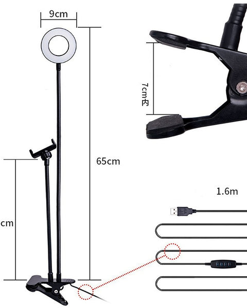 LED Selfie Ring Light for Live Adjustable Makeup Light-8cm Stand