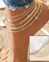 5Pcs Bohemian Airplane Chain Ankle Chain Fashion Design Heart-shaped Chain Anklets Women's Summer Beach On Foot Chain Jewelry