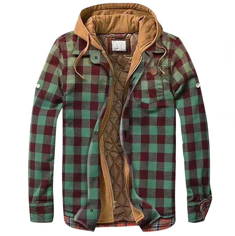 Leisure Hooded Jacket Off Two Lattice Coat