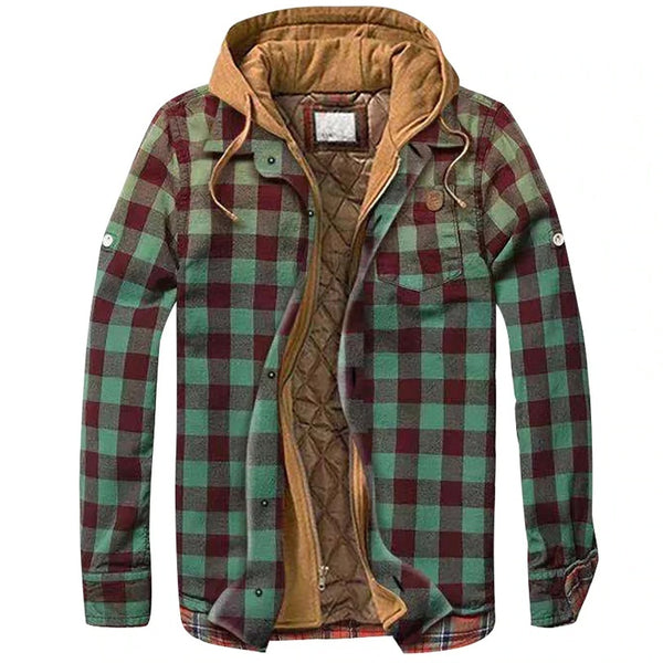 Leisure Hooded Jacket Off Two Lattice Coat