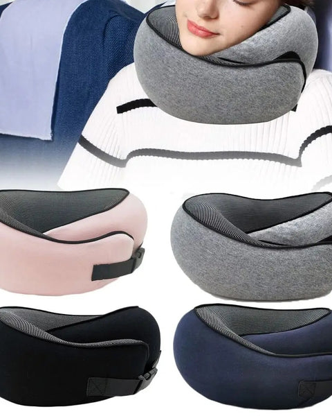 Soft Memory Foam Travel Neck Pillow U Shape Adjustable Support Comfortably Sleeping On Plane Car Office Noon Break
