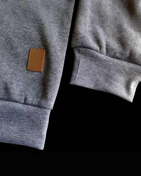 Men's Stand Collar Half Zip Long-sleeved Sports Casual Solid Color Fleece Top
