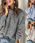 Winter Polka Dot Pullover Knitted Sweater Fashion Solid Color Loose Long Sleeve Top Women's Clothing