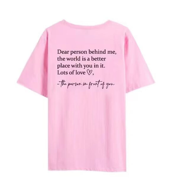 Round Neck Slogan Printed Short Sleeved T-shirt