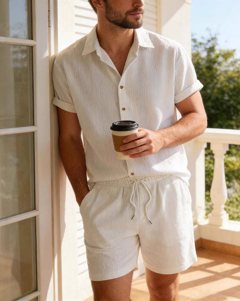 Men's Casual Resort Shorts And Shirt Set