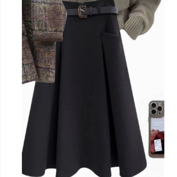 Vintage Blazer Design Knitted Sweater With Skirt Three-piece Set