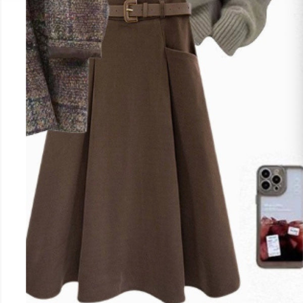 Vintage Blazer Design Knitted Sweater With Skirt Three-piece Set
