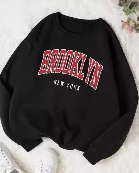 Personality Trend Printed Crew Neck Sweatshirt Women