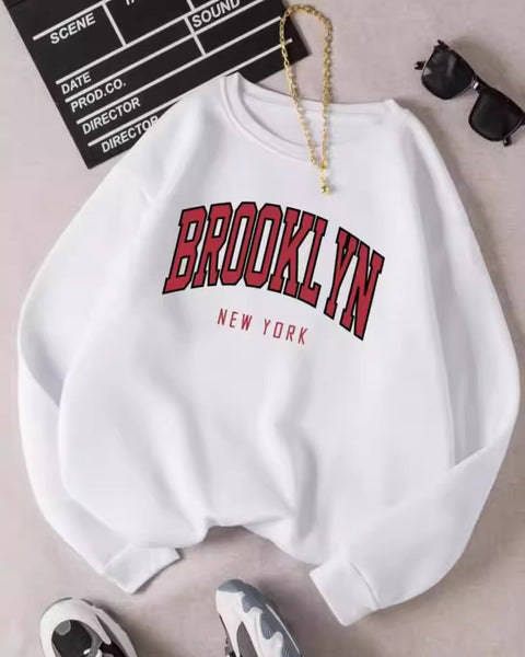 Personality Trend Printed Crew Neck Sweatshirt Women